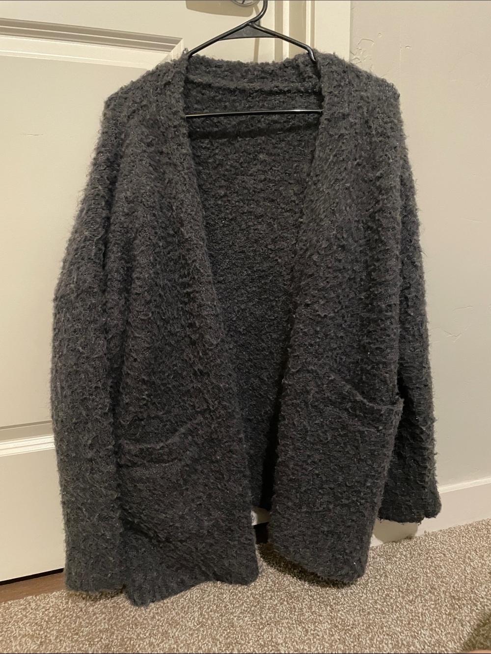 Cozy Open-Front Women's Cardigan Sweater in Dark Gray